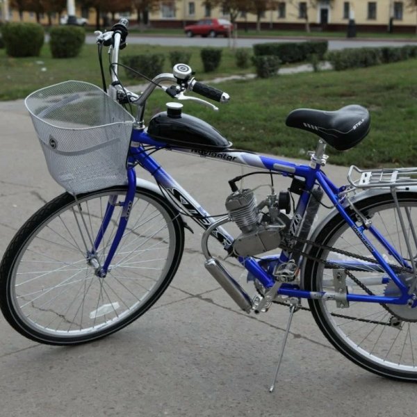 Бензиновый велосипед с мотором Стелс